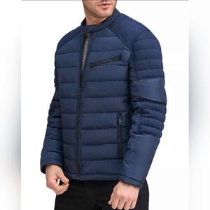 Men's Andrew Marc Jacket Biker Puffer XL Winslow Blue